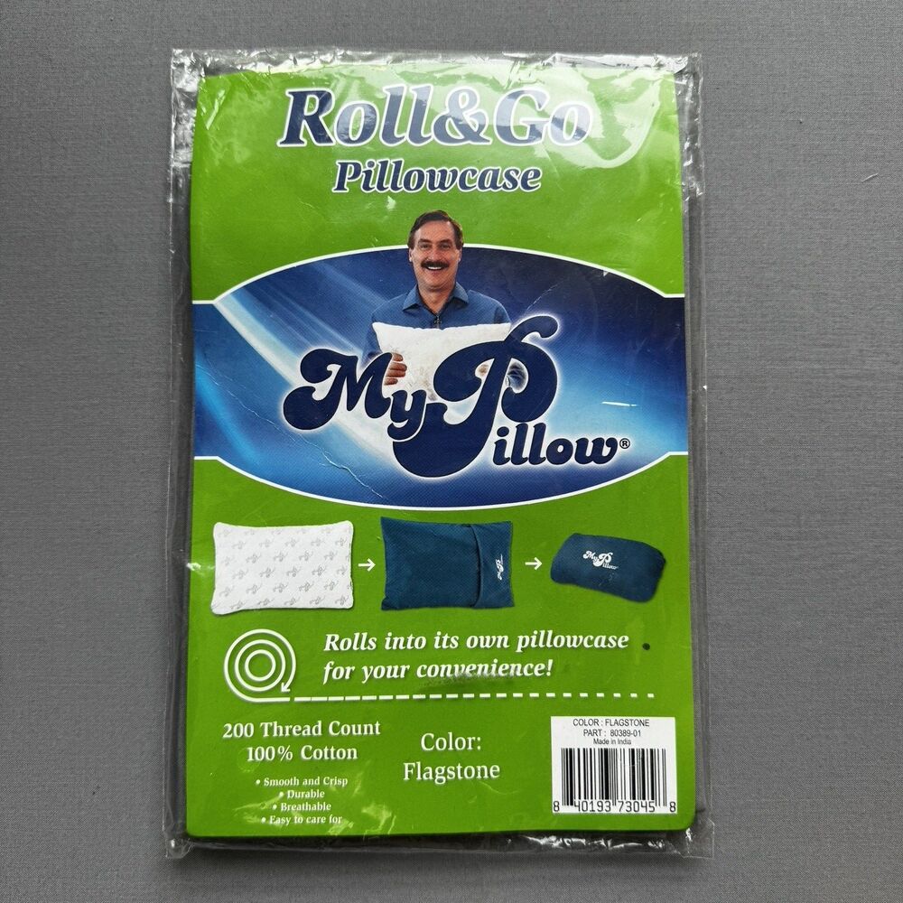 NIP My Pillow Roll & Go Pillowcase Flagstone 100% Cotton Pillow Not Included